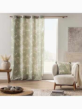 Cortina de ojales de polialgodón con hojas metálicas