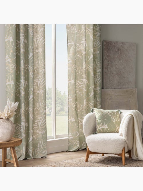 Cortina de ojales de polialgodón con hojas metálicas - Kiabi