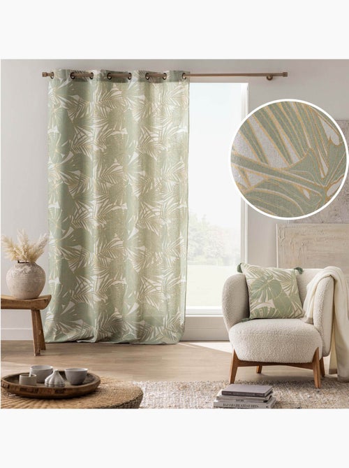 Cortina de ojales de polialgodón con hojas metálicas - Kiabi