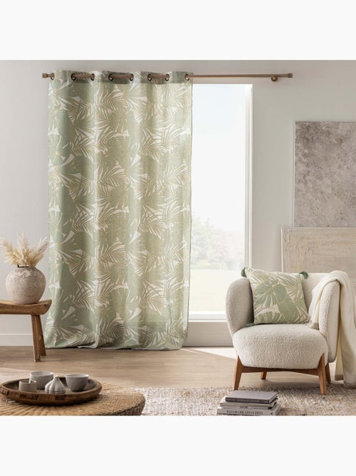 Cortina de ojales de polialgodón con hojas metálicas - Kiabi