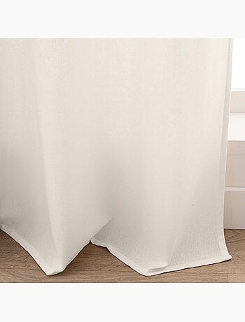 Cortina de ojales de polialgodón con remate de follaje gráfico y borlas