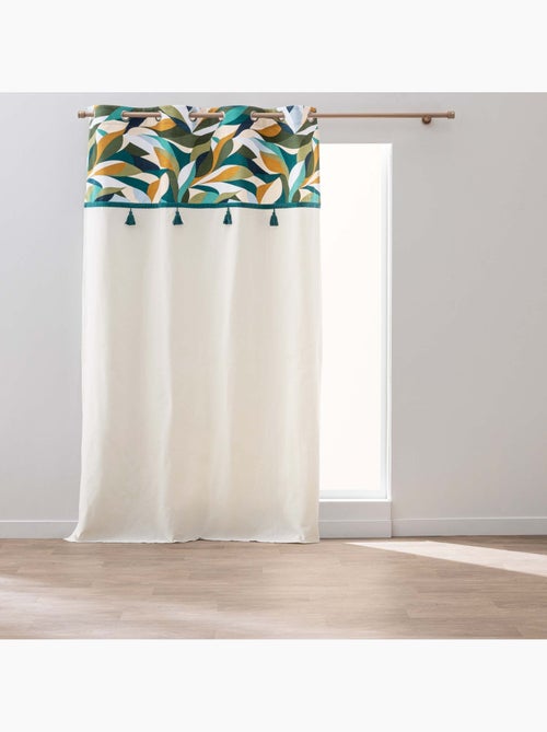 Cortina de ojales de polialgodón con remate de follaje gráfico y borlas - Kiabi