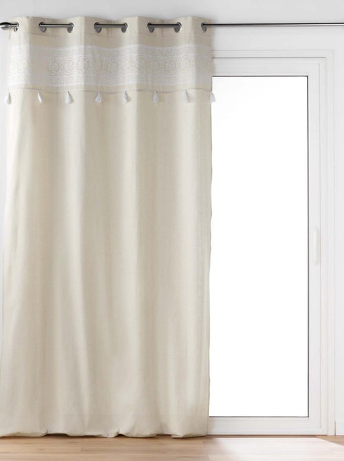 Cortina de ojales de polialgodón liso. - Kiabi