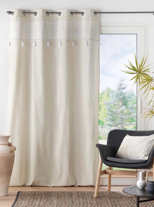 Cortina de ojales de polialgodón liso. - Kiabi