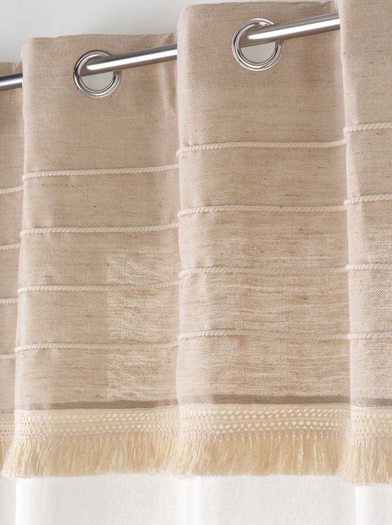Cortina de ojales de polialgodón y yute con raya estructurada Madera natural - Kiabi