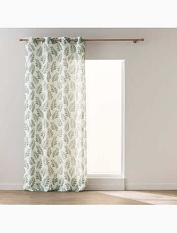 Cortina de ojales de polilina con estampado vegetal y mosquitera