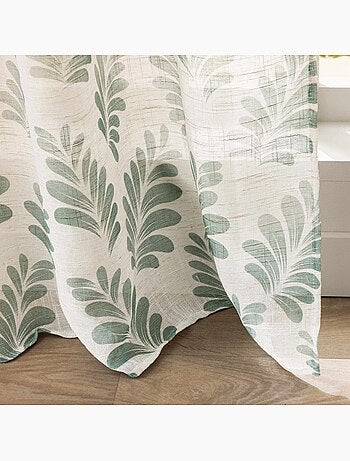 Cortina de ojales de polilina con estampado vegetal y mosquitera