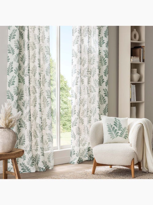 Cortina de ojales de polilina con estampado vegetal y mosquitera - Kiabi