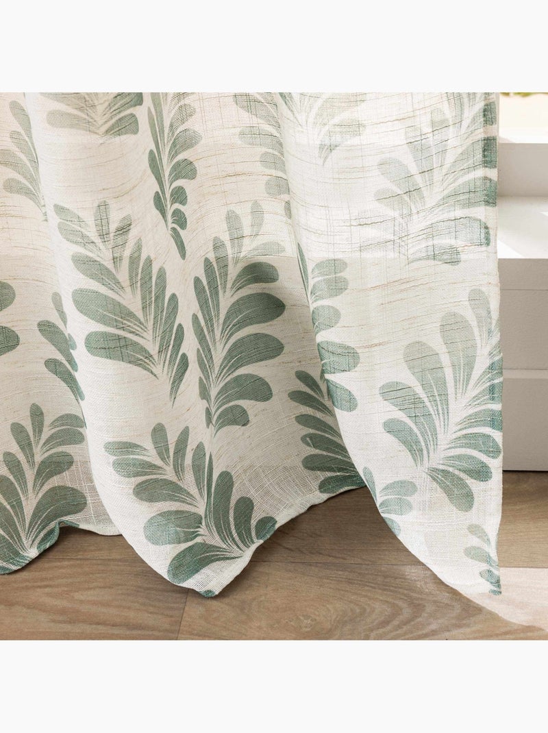 Cortina de ojales de polilina con estampado vegetal y mosquitera Verde - Kiabi