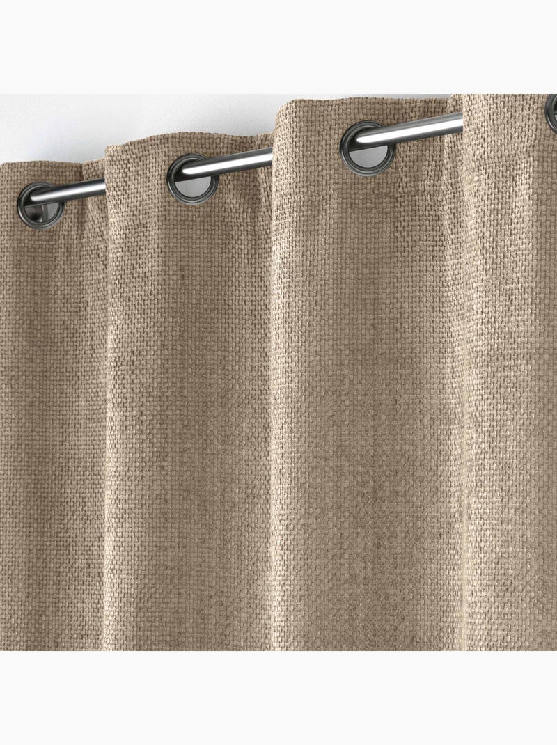 Cortina de ojales de terciopelo chenilla Beige arena - Kiabi
