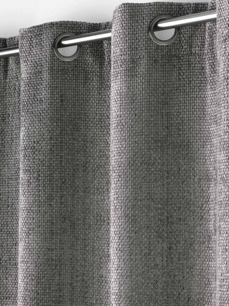 Cortina de ojales de terciopelo chenilla Gris antracita - Kiabi