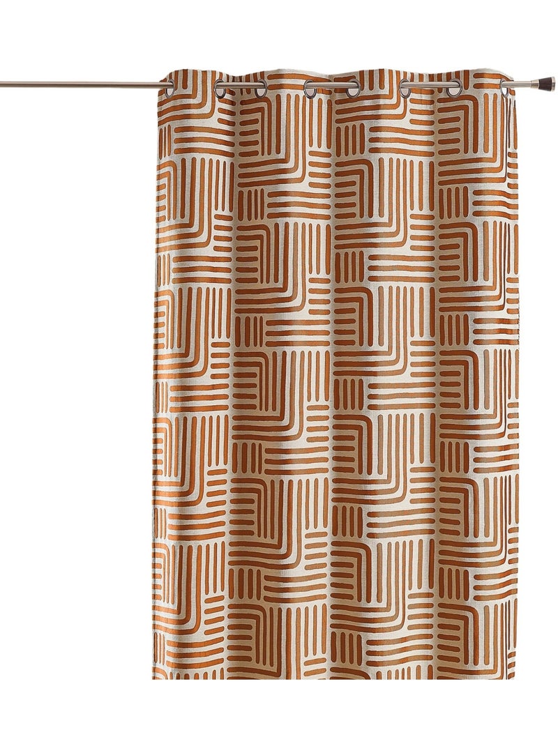 Cortina de ojales en tejido jacquard Terracota - Kiabi