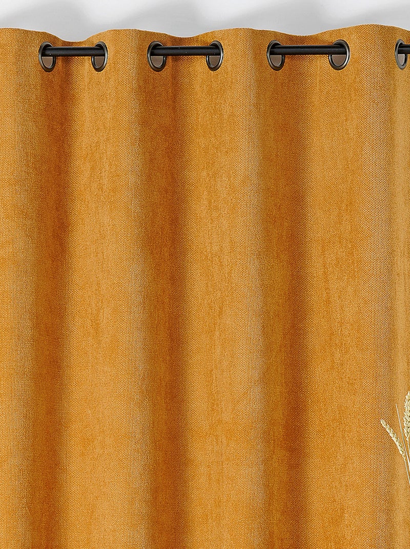 Cortina de Ojales Lisa con Efecto Jaspeado Amarillo mostaza - Kiabi