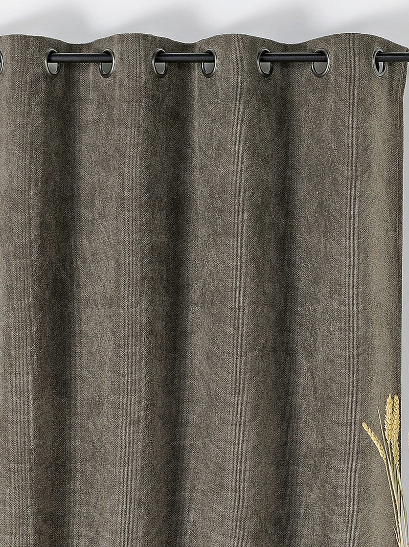 Cortina de Ojales Lisa con Efecto Jaspeado Gris antracita - Kiabi