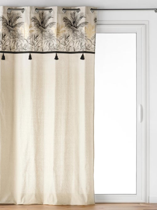 Cortina de ojetes de palma de papaya con borlas y remate metálico - Kiabi