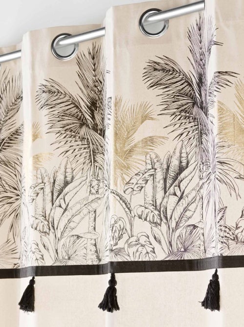 Cortina de ojetes de palma de papaya con borlas y remate metálico - Kiabi