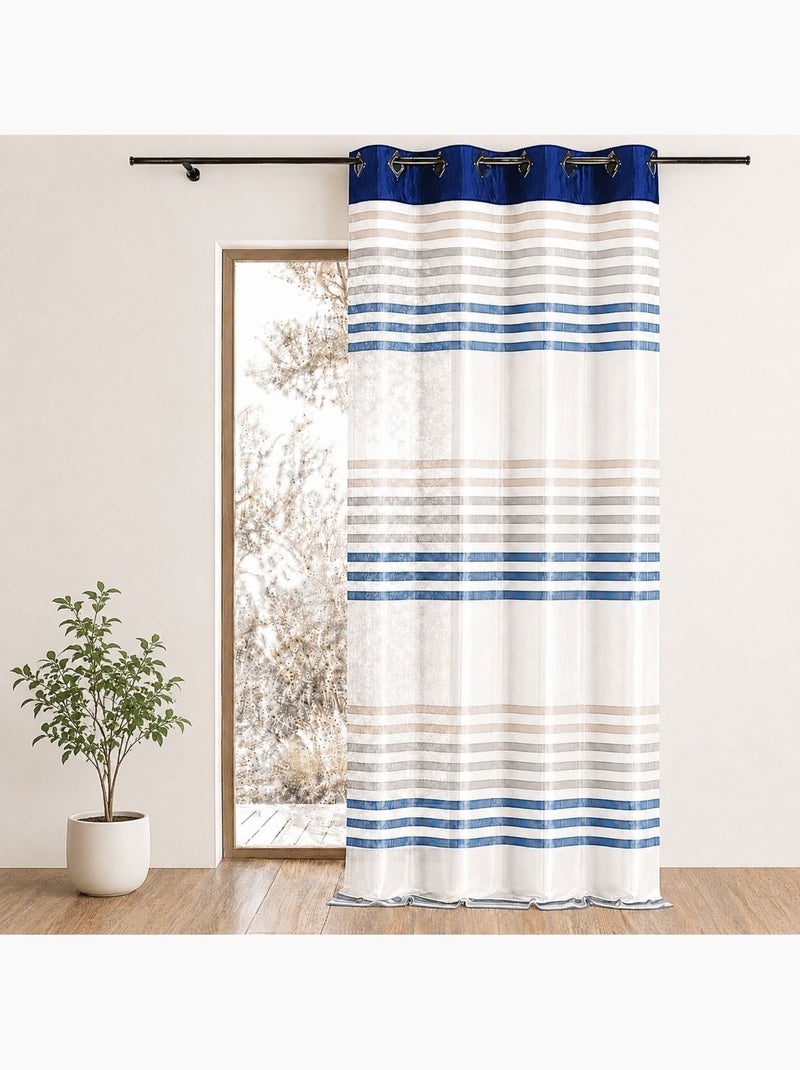 Cortina de organza a rayas y de colores Azul - Kiabi