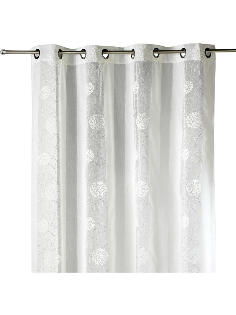 Cortina de organza bordada con motivos redondos Marfil - Kiabi