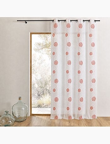 Cortina de organza bordada con motivos redondos