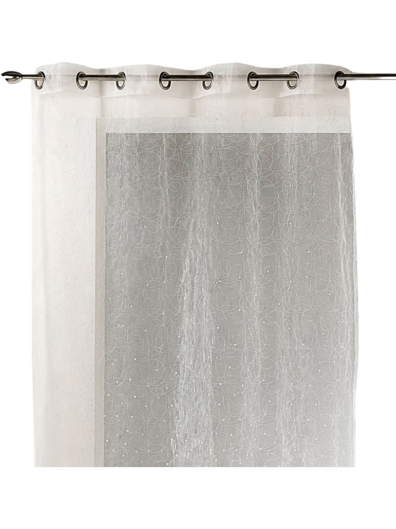 Cortina de organza calada con motivos bordados Blanco - Kiabi
