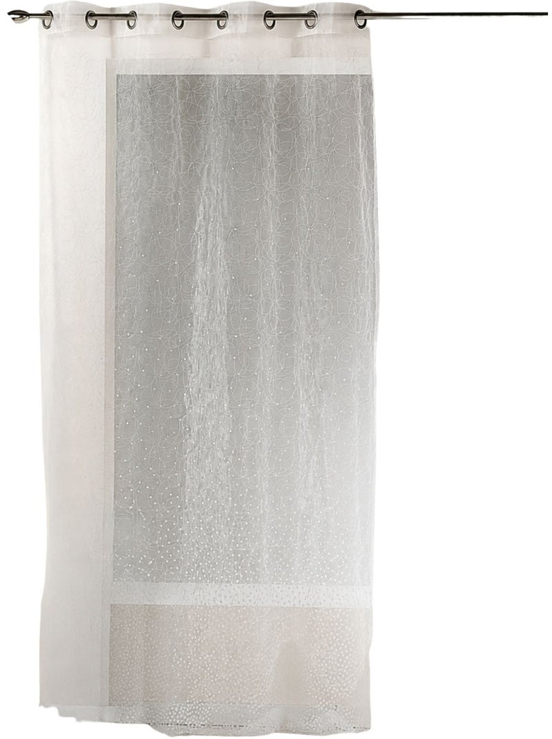 Cortina de organza calada con motivos bordados Blanco - Kiabi