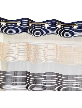 Cortina de organza con finas rayas horizontales de colores