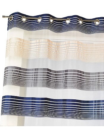 Cortina de organza con finas rayas horizontales de colores