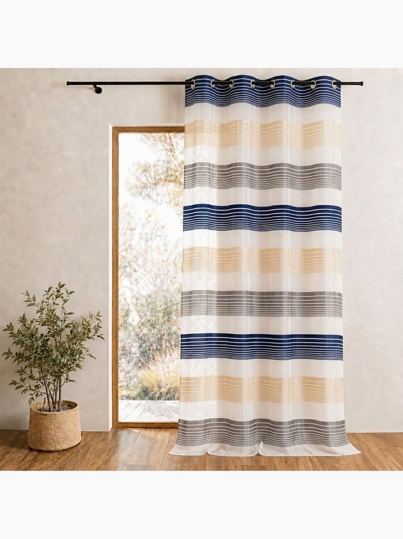 Cortina de organza con finas rayas horizontales de colores Azul marino - Kiabi