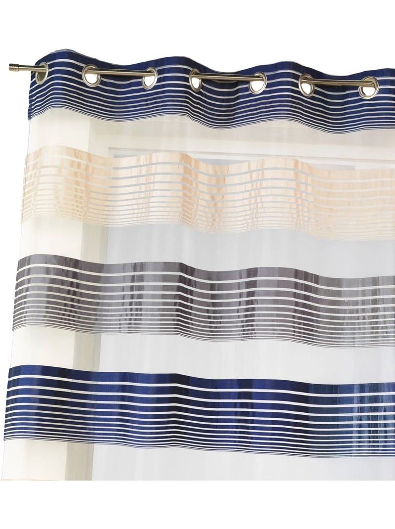 Cortina de organza con finas rayas horizontales de colores Azul marino - Kiabi