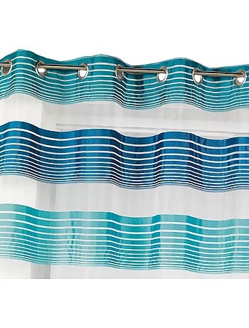 Cortina de organza con finas rayas horizontales de colores