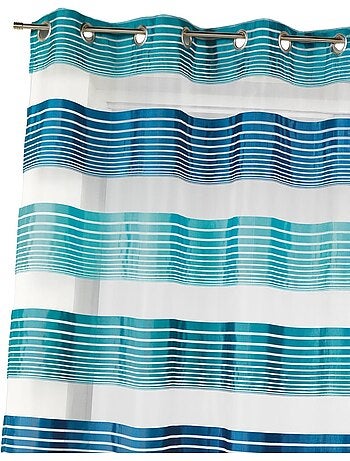 Cortina de organza con finas rayas horizontales de colores