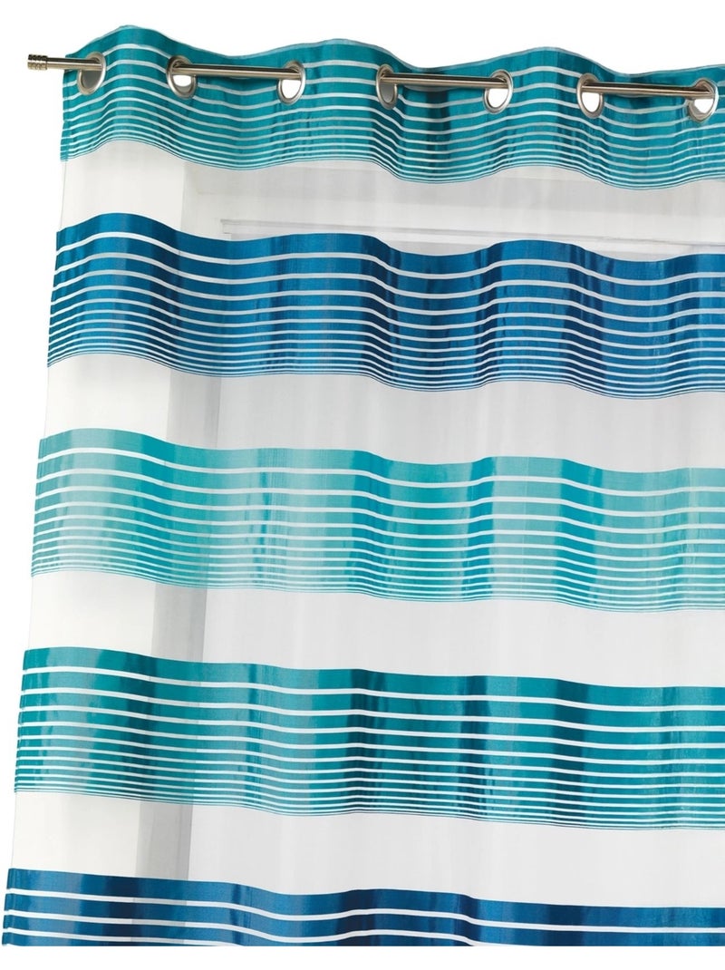 Cortina de organza con finas rayas horizontales de colores Azul petróleo - Kiabi