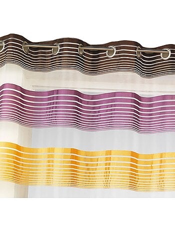 Cortina de organza con finas rayas horizontales de colores