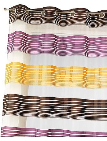 Cortina de organza con finas rayas horizontales de colores