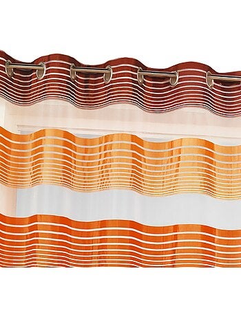 Cortina de organza con finas rayas horizontales de colores