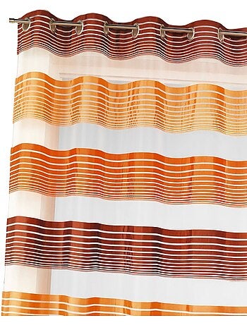 Cortina de organza con finas rayas horizontales de colores