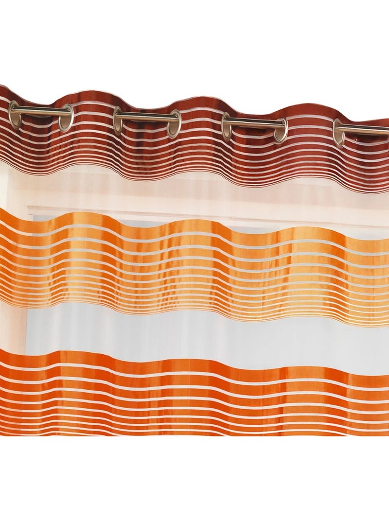Cortina de organza con finas rayas horizontales de colores Marrón chocolate - Kiabi