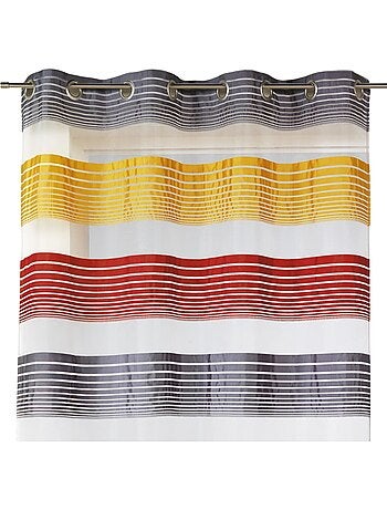 Cortina de organza con finas rayas horizontales de colores