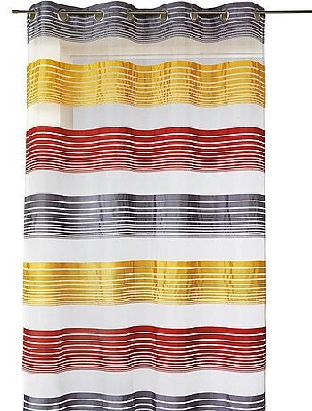 Cortina de organza con finas rayas horizontales de colores