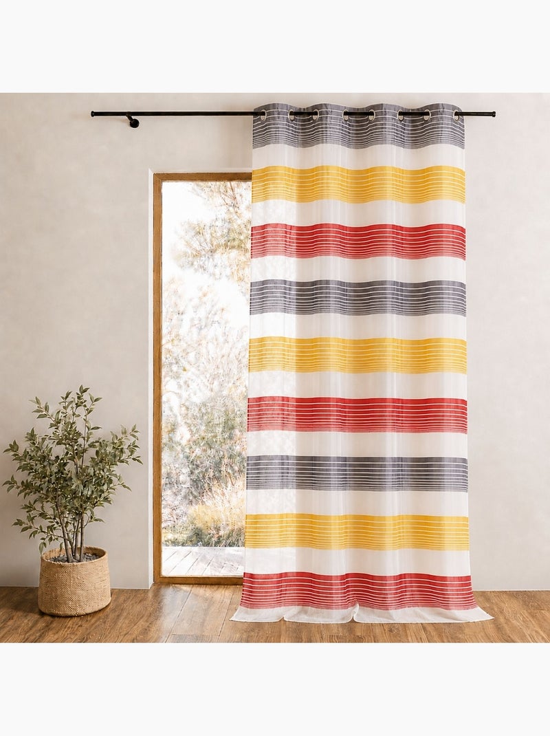 Cortina de organza con finas rayas horizontales de colores Rojo - Kiabi
