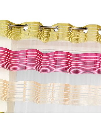 Cortina de organza con finas rayas horizontales de colores