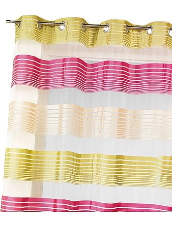 Cortina de organza con finas rayas horizontales de colores