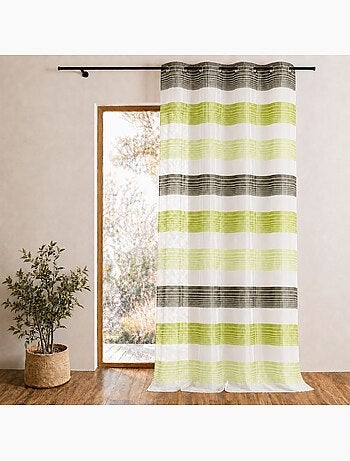 Cortina de organza con finas rayas horizontales de colores