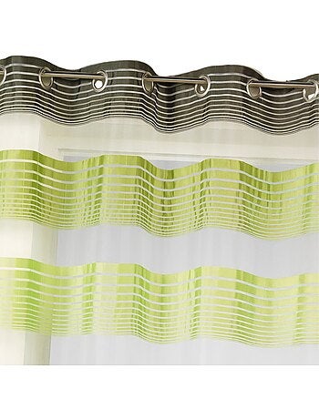 Cortina de organza con finas rayas horizontales de colores