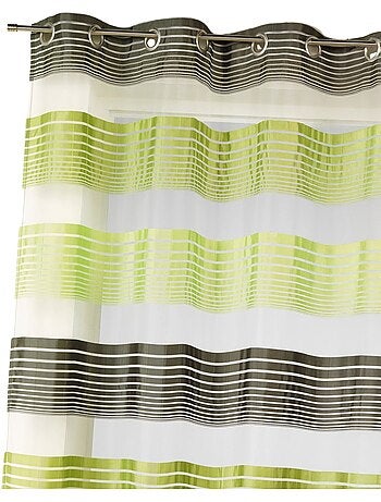Cortina de organza con finas rayas horizontales de colores