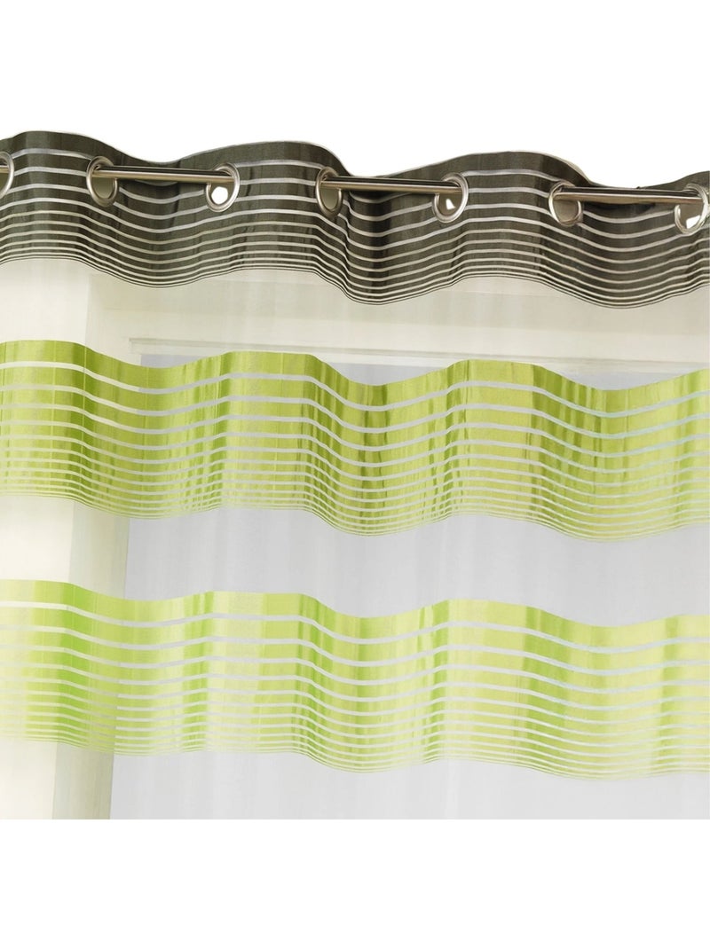 Cortina de organza con finas rayas horizontales de colores Verde tilo - Kiabi