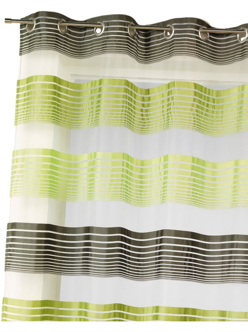 Cortina de organza con finas rayas horizontales de colores Verde tilo - Kiabi