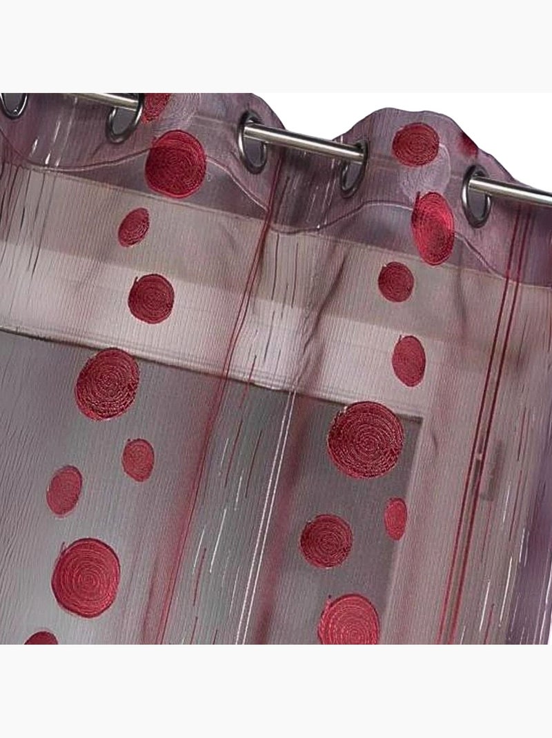 Cortina de organza con hilos cortados y motivos redondos Burdeos - Kiabi