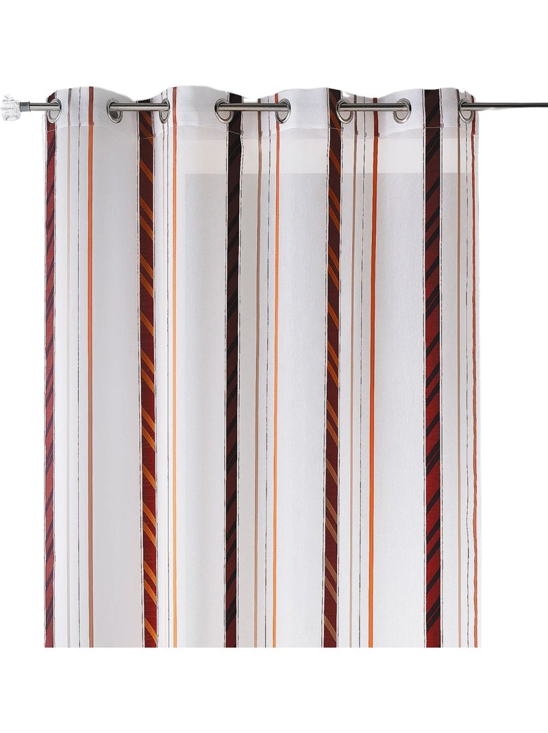 Cortina de organza con rayas verticales Burdeos - Kiabi