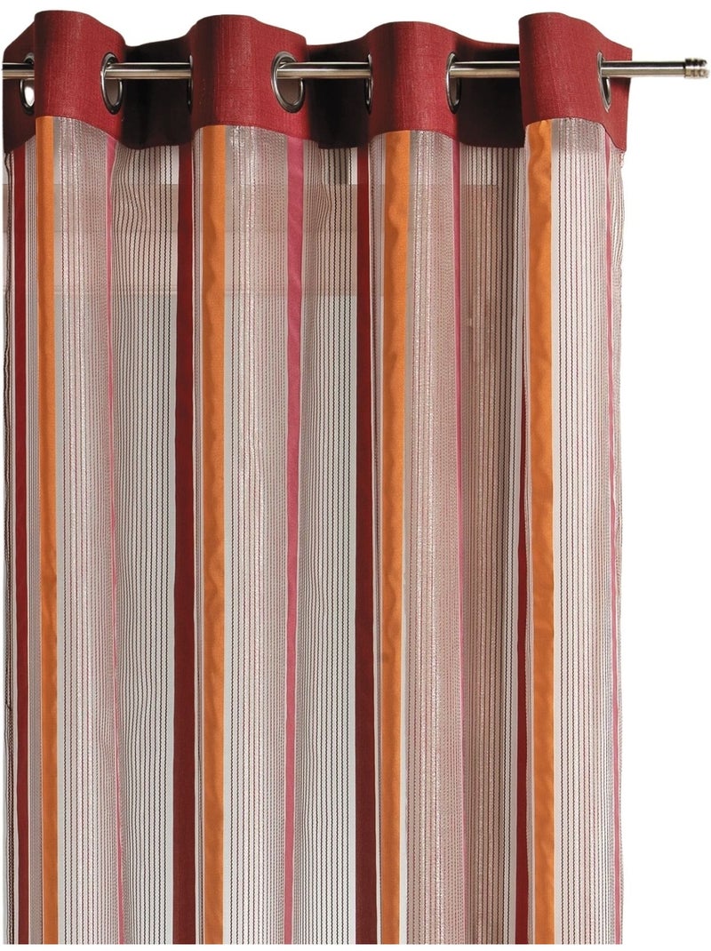 Cortina de organza con rayas verticales Rojo ladrillo - Kiabi